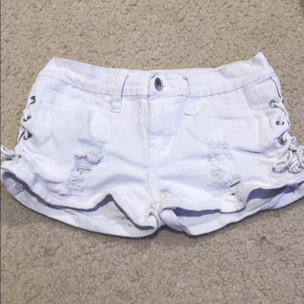 Girls white denim shorts